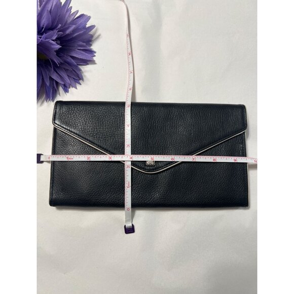 Liz Claiborne Black Leather Envelope Clutch Wallet - Picture 3 of 10